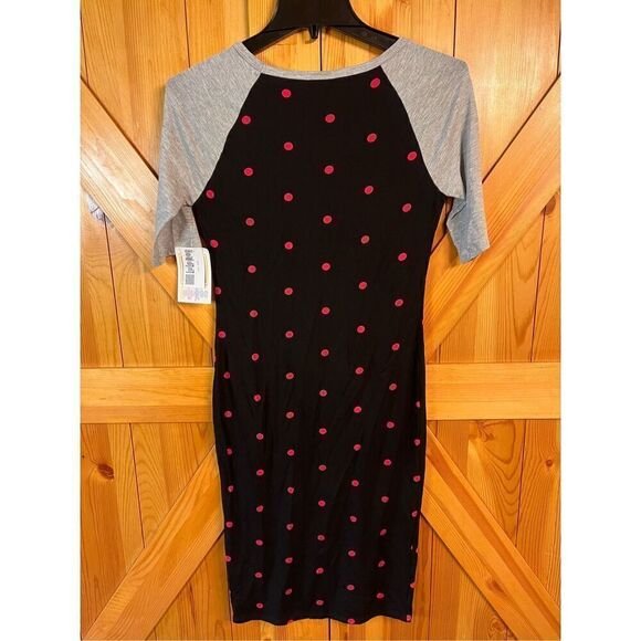 LuLaRoe Julia Dress Womens Black Red Polka Dot Midi Shirt Dress Size XXS nwt (33 - Picture 6 of 6